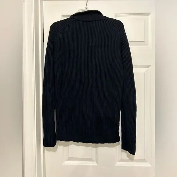 Ben Sherman mens Full Zip Navy Blue Cardigan Cotton Sweater Size M